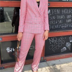 Pink Plaid Women's Suit Set - ASOS Tall